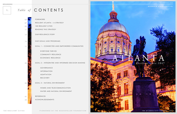 Printshot 2 of the proposed 100 Resilient Cities: Atlanta Brochure Project